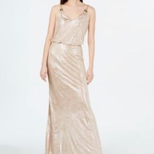 NWT Calvin Klein Metallic V Neck maxi dress
